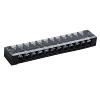 35A Barrier Terminal Block 12 Position Dual Row Screws 12 Pitch with Cover and Black Jumper